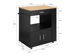 SoBuy armário de cozinha, carrinho de cozinha, carrinho de cozinha com rodas FKW113-SCH