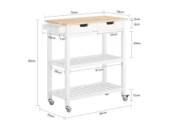 SoBuy armário de cozinha, carrinho de cozinha, carrinho de cozinha com rodas FKW68-WN