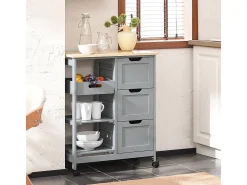 SoBuy armário de cozinha, carrinho de cozinha, carrinho de cozinha com rodas FKW79-HG