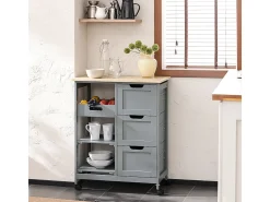 SoBuy armário de cozinha, carrinho de cozinha, carrinho de cozinha com rodas FKW79-HG