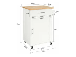 SoBuy armário de cozinha, carrinho de cozinha, carrinho de cozinha com rodas FKW102-WN