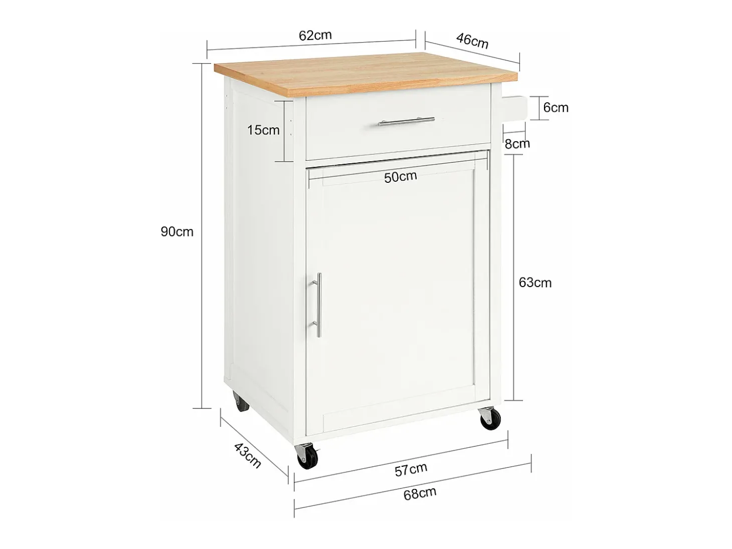 SoBuy armário de cozinha, carrinho de cozinha, carrinho de cozinha com rodas FKW102-WN