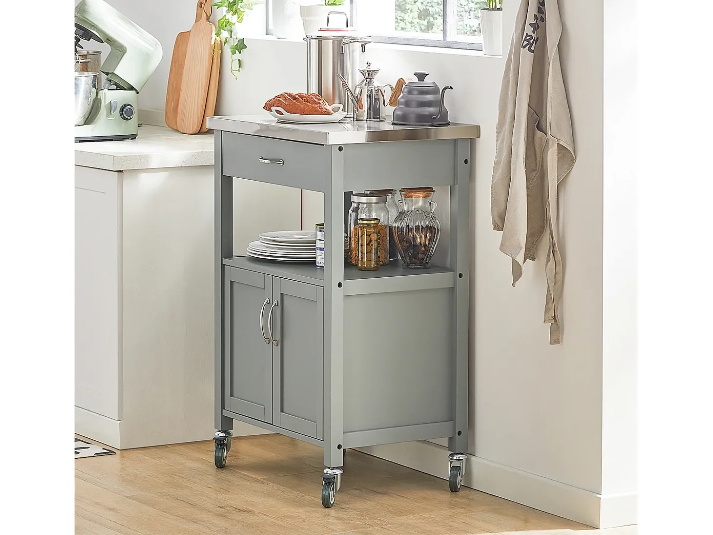 SoBuy armário de cozinha, carrinho de cozinha, carrinho de cozinha com rodas FKW22-HG