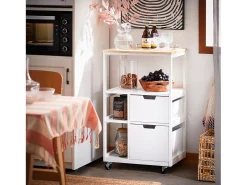 SoBuy armário de cozinha, carrinho de cozinha, carrinho de cozinha com rodas FKW111-WN