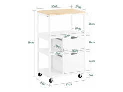 SoBuy armário de cozinha, carrinho de cozinha, carrinho de cozinha com rodas FKW111-WN
