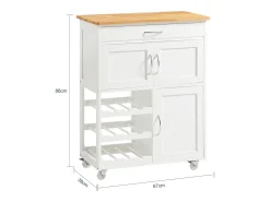 SoBuy armário de cozinha, carrinho de cozinha, carrinho de cozinha com rodas FKW45-WN