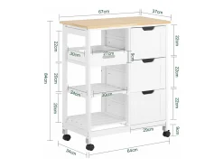 SoBuy armário de cozinha, carrinho de cozinha, carrinho de cozinha com rodas FKW79-W
