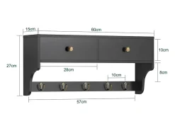 SoBuy armário de parede, cabide de parede, Cabide de parede com prateleira FRG178-SCH