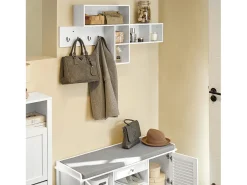 SoBuy armário de parede, cabide de parede, Cabide de parede com prateleira FHK17-W
