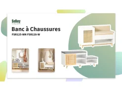 SoBuy Armário de sapatos com prateleira, banco, Banco com sapateira FSR125-WN