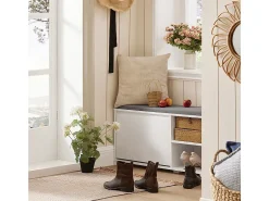 SoBuy Armário de sapatos com prateleira, banco, Banco com sapateira FSR119-W