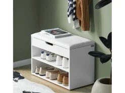 SoBuy Armário de sapatos com prateleira, banco, Banco com sapateira FSR25-W