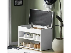 SoBuy Armário de sapatos com prateleira, banco, Banco com sapateira FSR25-W