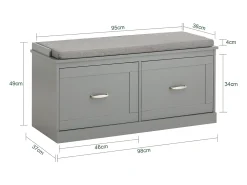 SoBuy Armário de sapatos com prateleira, banco, Banco com sapateira FSR131-HG