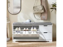 SoBuy Armário de sapatos com prateleira, banco, Banco com sapateira FSR185-W