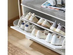 SoBuy Armário de sapatos com prateleira, banco, Banco com sapateira FSR185-W