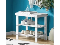 SoBuy Armário de sapatos com prateleira, banco, Banco com sapateira FSR02-K-W