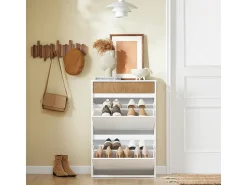SoBuy Armário de Sapatos com 2 Portas Branco 61x26x91cm Funcional FSR205-NW