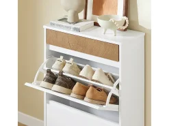 SoBuy Armário de Sapatos com 2 Portas Branco 61x26x91cm Funcional FSR205-NW