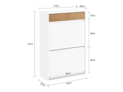SoBuy Armário de Sapatos com 2 Portas Branco 61x26x91cm Funcional FSR205-NW