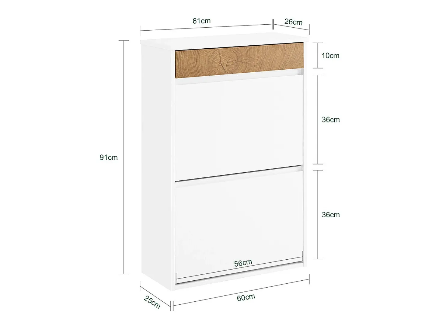 SoBuy Armário de Sapatos com 2 Portas Branco 61x26x91cm Funcional FSR205-NW