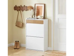 SoBuy Armário de Sapatos com 2 Portas Branco 61x26x91cm Funcional FSR205-NW