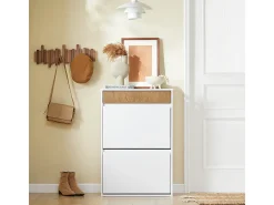 SoBuy Armário de Sapatos com 2 Portas Branco 61x26x91cm Funcional FSR205-NW