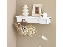 SoBuy Armário Suspenso Branco com Espelho de 43cm