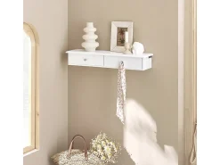 SoBuy Armário Suspenso Branco com Espelho de 43cm