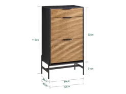SoBuy Cómoda para hall de entrada com 1 gaveta e 2 abas para entrada, corredor e sala de estar Preto 64x40x115 cm HFSR03-SCH
