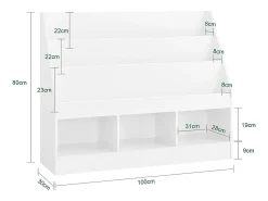 SoBuy Estante Infantil de Livros com 3 Prateleiras Branco 100x29.8x80cm Minimalista KMB118-W