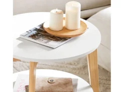 SoBuy mesa de cabeceira, mesa de café, mesa de café redonda FBT75-W