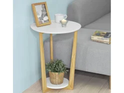 SoBuy mesa de cabeceira, mesa de café, mesa de café redonda FBT52-WN
