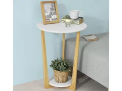 SoBuy mesa de cabeceira, mesa de café, mesa de café redonda FBT52-WN