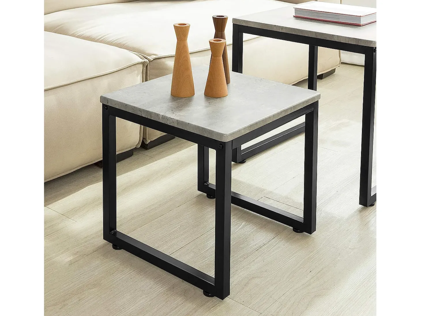 SoBuy mesa de cabeceira, mesa de café, mesa de café redonda FBT42-HG