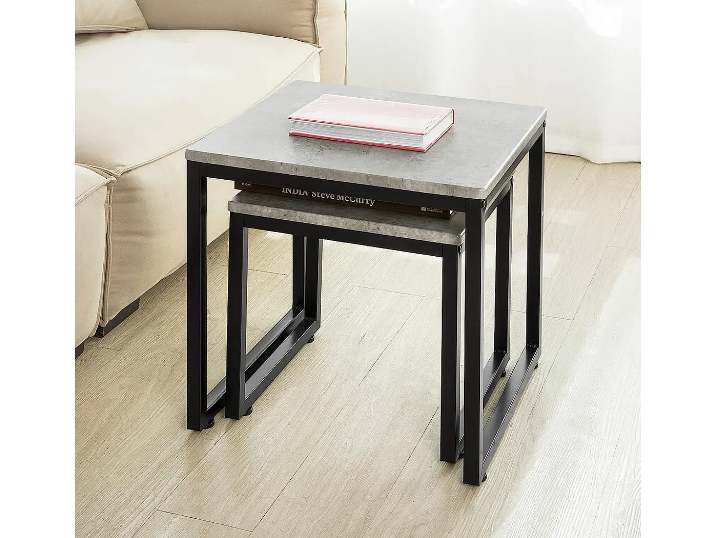 SoBuy mesa de cabeceira, mesa de café, mesa de café redonda FBT42-HG
