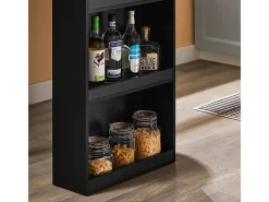 SoBuy Mesa de Cozinha Alta com Prateleiras, Design Poupa-Espaço em Preto
