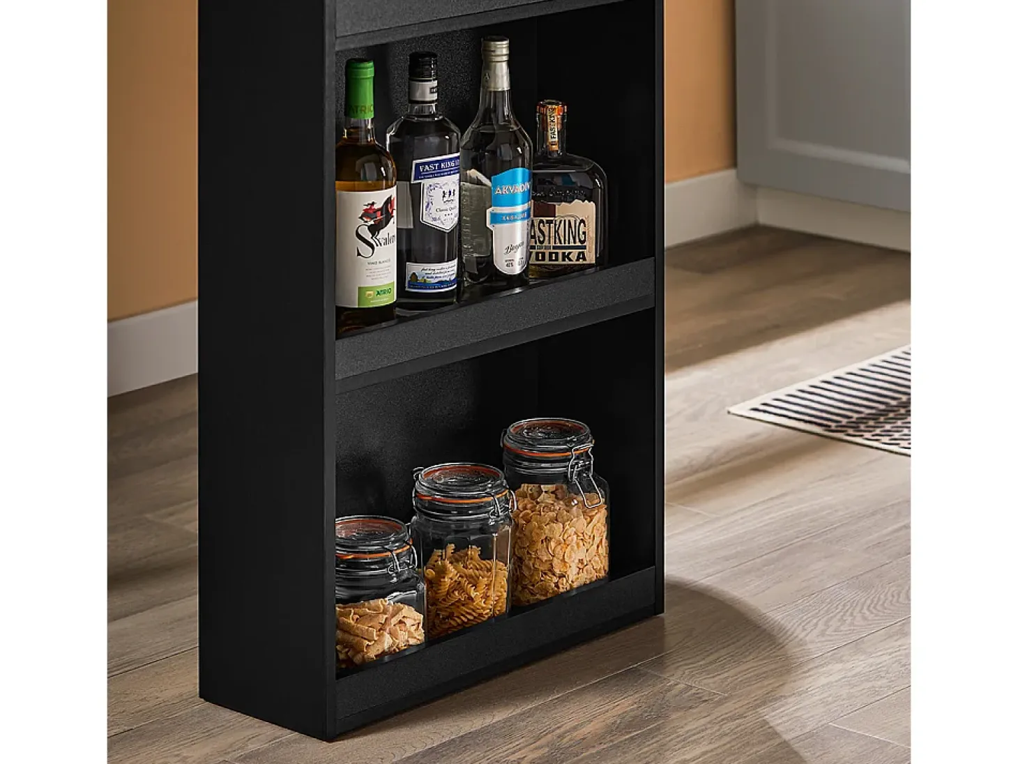 SoBuy Mesa de Cozinha Alta com Prateleiras, Design Poupa-Espaço em Preto