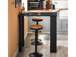 SoBuy Mesa de Cozinha Alta com Prateleiras, Design Poupa-Espaço em Preto