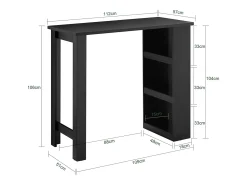 SoBuy Mesa de Cozinha Alta com Prateleiras, Design Poupa-Espaço em Preto