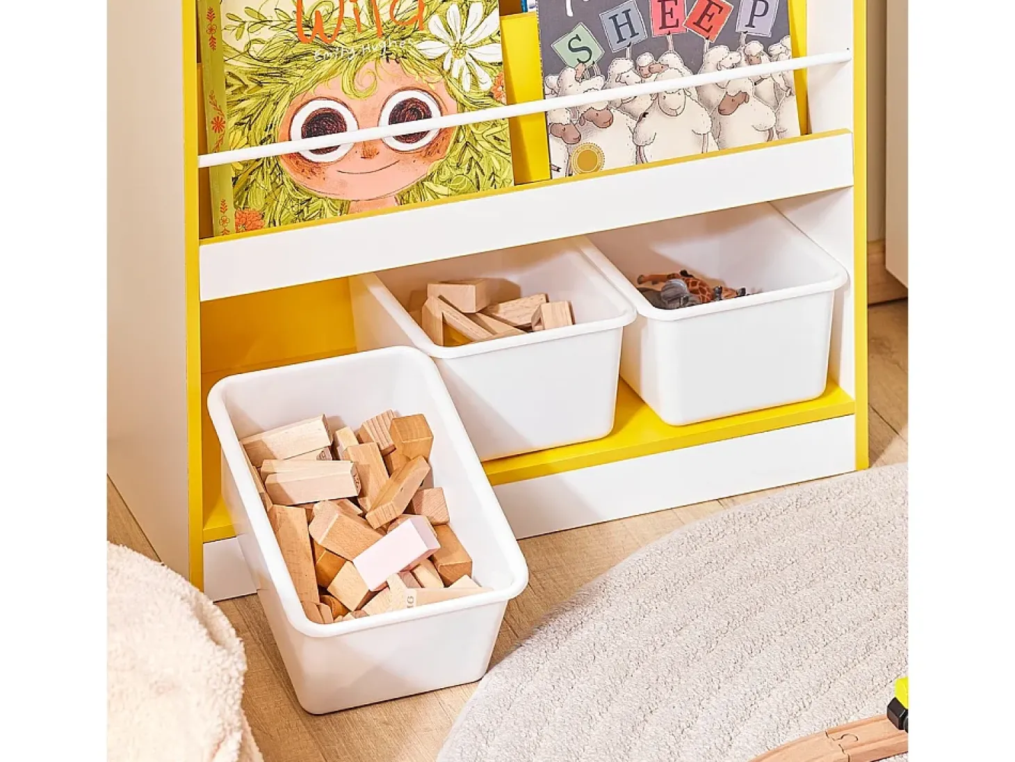 SoBuy Prateleira Infantil, Tronco de Brinquedos para Quarto, Biblioteca