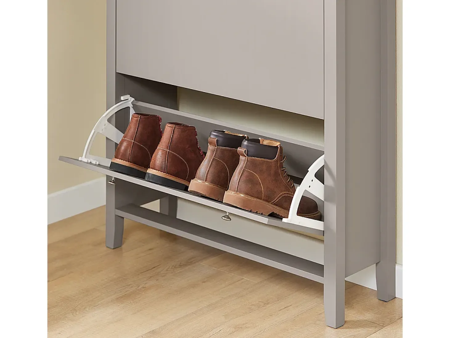 SoBuy Sapateira Estreita com Gaveta e 2 Portas para 12 Pares, Design Nórdico, Cor Castanha