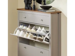 SoBuy Sapateira Estreita com Gaveta e 2 Portas para 12 Pares, Design Nórdico, Cor Castanha