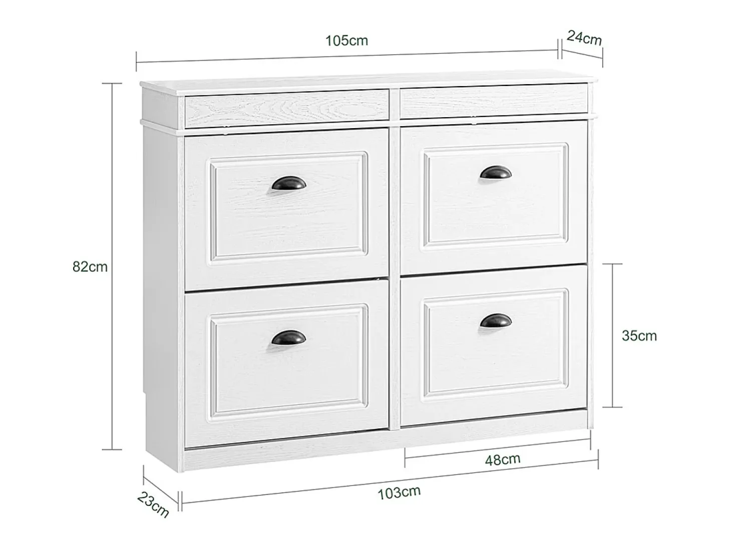 SoBuy Sapateira Fina Economizadora de Espaço com 4 Portas Dobráveis para Entrada Corredor ou Quarto Efeito Madeira Envelhecida Branca 103x23x82cm