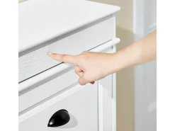 SoBuy Sapateira Fina Economizadora de Espaço com 4 Portas Dobráveis para Entrada Corredor ou Quarto Efeito Madeira Envelhecida Branca 103x23x82cm
