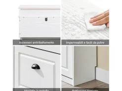 SoBuy Sapateira Fina Economizadora de Espaço com 2 Portas Dobráveis para Entrada Corredor ou Quarto Efeito Madeira Envelhecida Branca 54x24x82cm