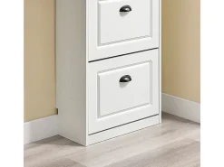 SoBuy Sapateira Fina Economizadora de Espaço com 3 Portas Dobráveis Efeito Madeira Envelhecida Branca 53x24x118cm