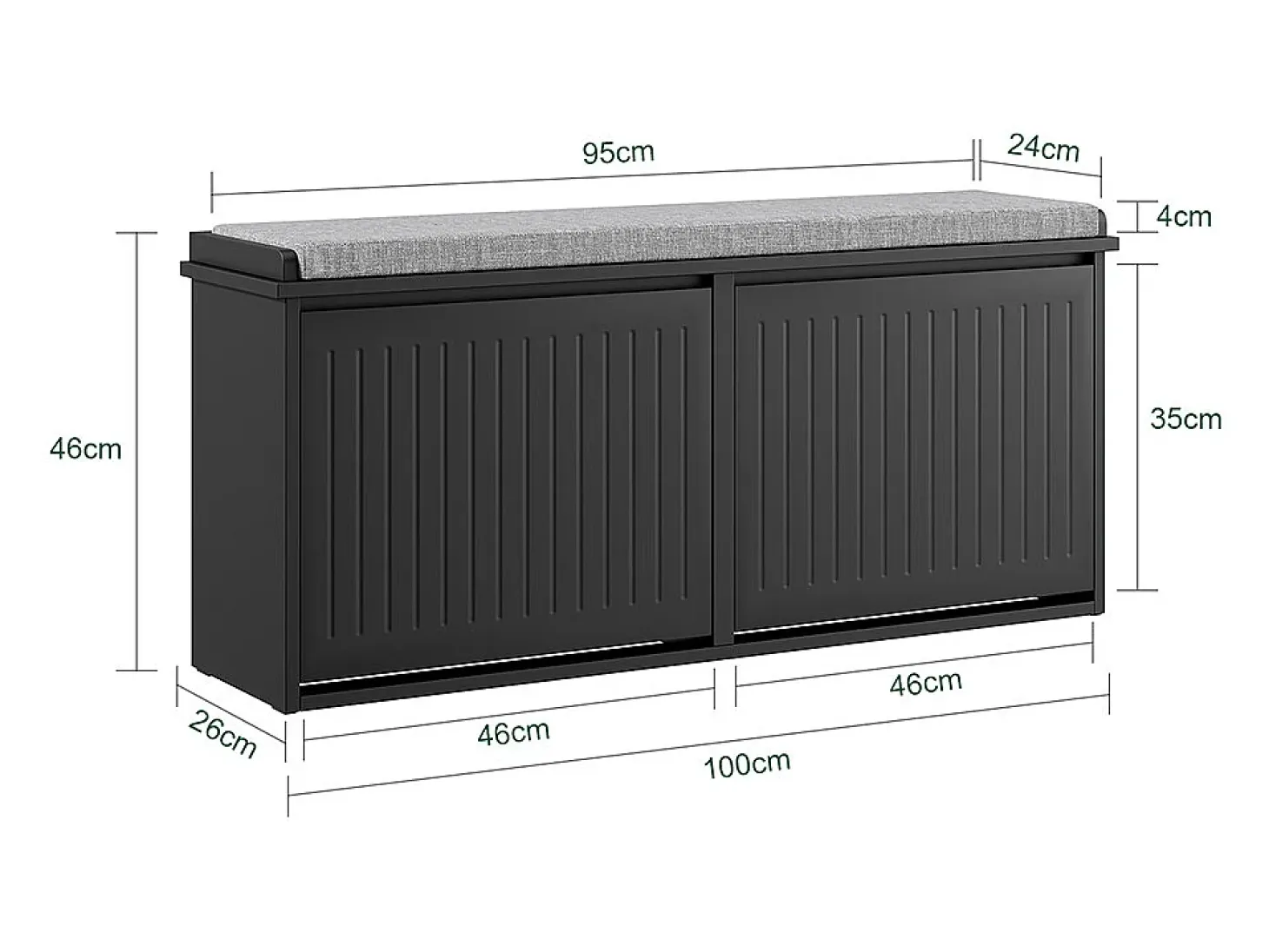 SoBuy Sapateira Fino Madeira 8-10 Pares 158kg Carga Preta 100x26x46cm