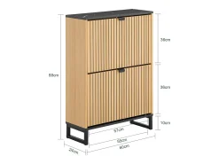 SoBuy Sapateira Slim 2 portas poupa espaço moderna para 8-12 pares estrutura resistente efeito mármore preto e madeira clara 60x24x88cm