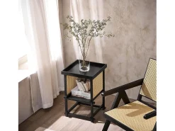 SoBuy, sofá mesa lateral, Prato com rodas, móvel de telefone, HFBT03-SCH